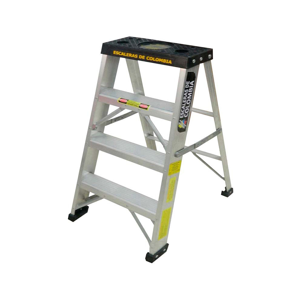 Escalera Tijera En Aluminio Hogar 3 Peldaños 90 cm/102 kg E. Colombia