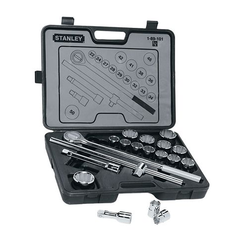 Juego De Dados Métrico 12 Puntas Encastre 3/4" 19 Pzs. Stanley 89-101
