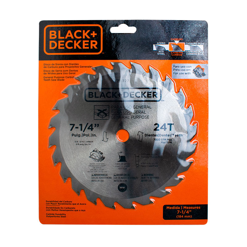 Disco De Sierra 7-1/4" 24 Dientes Para Madera Black + Decker 71-727