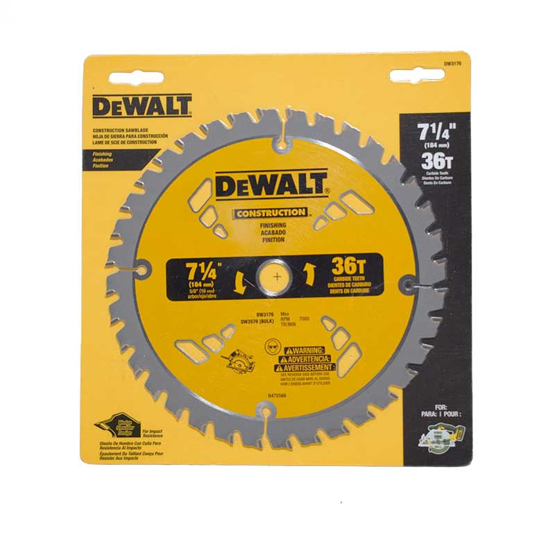 Disco De Corte Sierra Circular Para Madera De 7-1/4" X 36 Dientes Dewalt DW3176