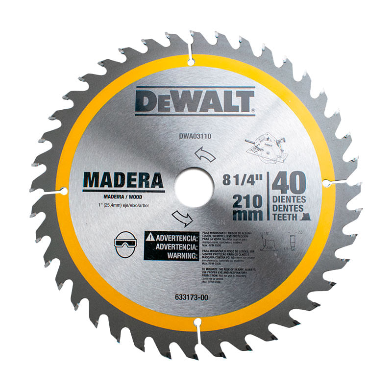 Disco De Corte General Para Madera 8-1/4" X 40D Dewalt DWA03110