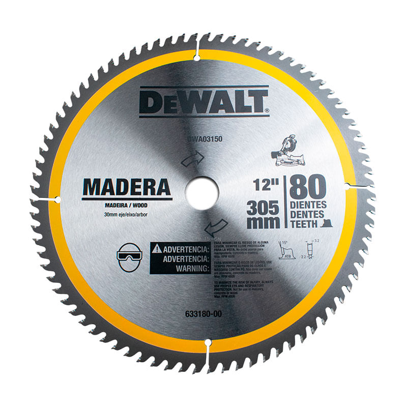 Disco De Sierra De 12" 80 Dientes Para Madera Dewalt DWA03150