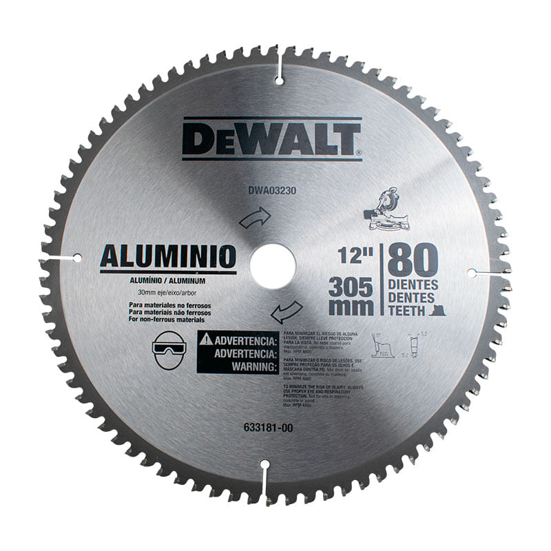 Disco De Sierra Para Aluminio De 12" x 80 Dientes Dewalt DWA03230
