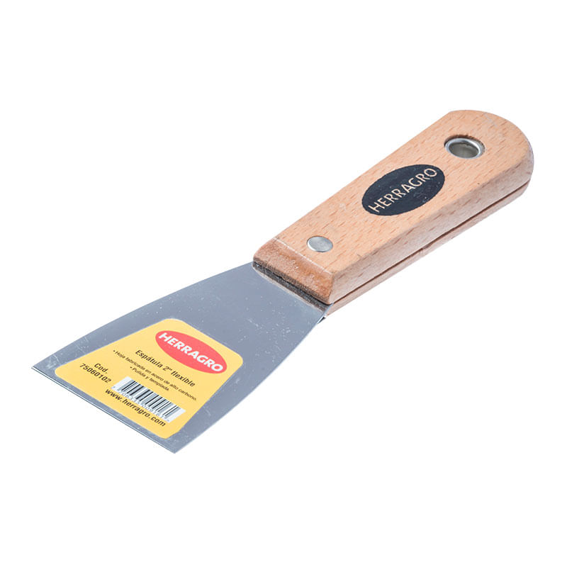 Espátula flexible 2" mango madera Herragro