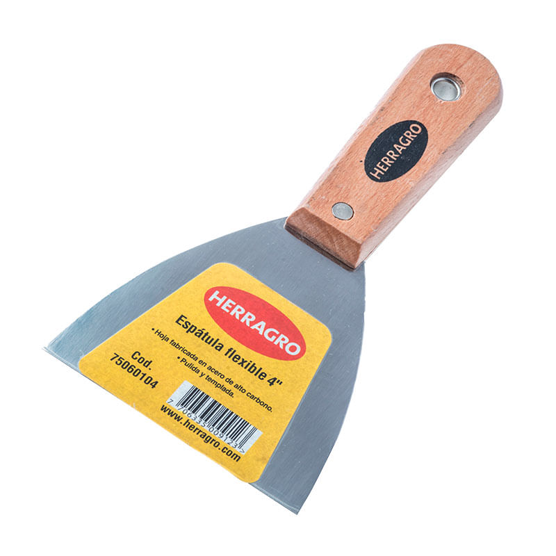 Espátula flexible 4" mango madera Herragro