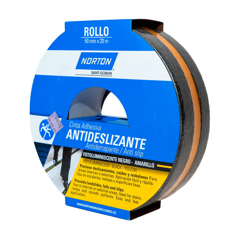 Cinta antideslizante 2" x20mts Amarilla Carborundum