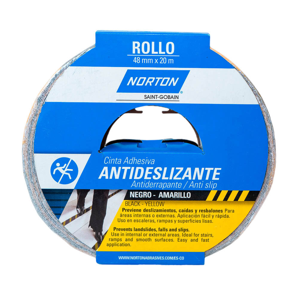 Cinta antideslizante 2" x 20mts Amarilla/Negra Carborundum
