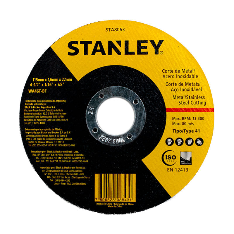 Disco - Stanley - 4 1/2  X 1/16" S/Finosta8063 Inoxxuni(25)