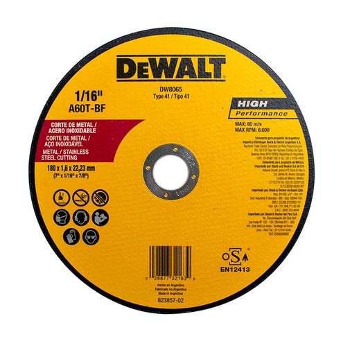 Disco Abrasivo Corte Fino P/Metal 7" x 0.055" x 7/8" Dewalt DW8065::Z