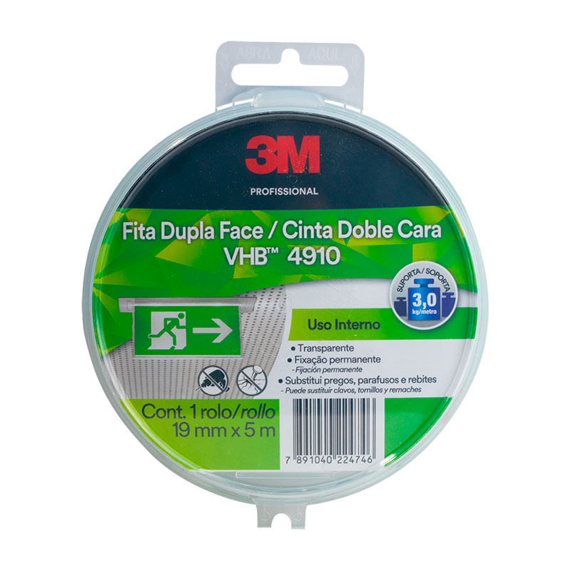 Cinta doble faz 19mm x5mts transparente 3M VHB 4910