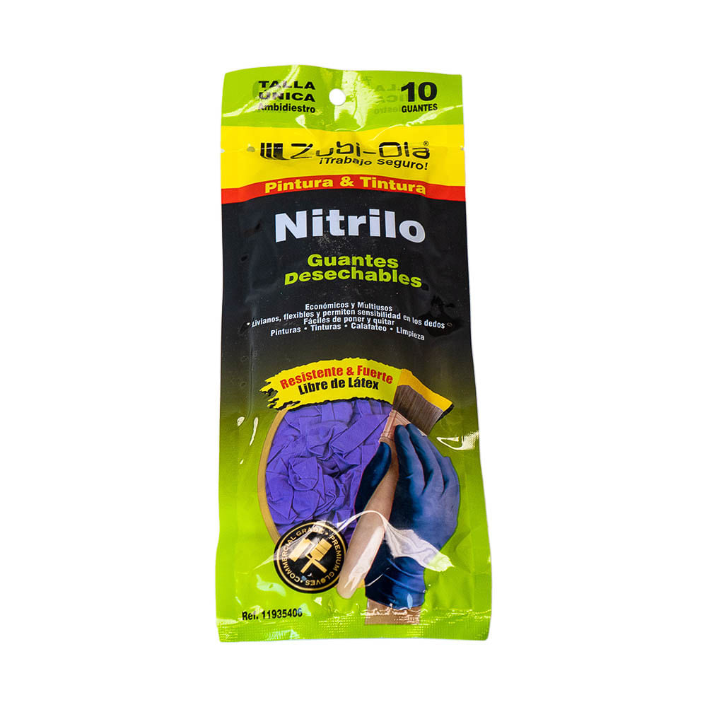 Guante Nitrilo Domestico Zubiola 11935406 Caja x 10 Unds