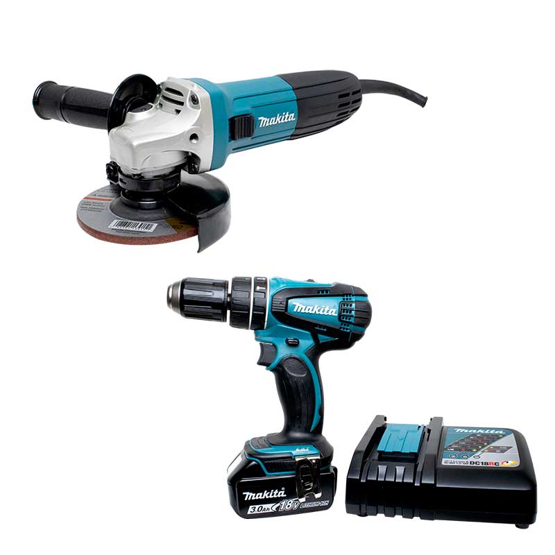 Pulidora-Makita-Ga4530Rk+Taladro Dhp456Rfj.