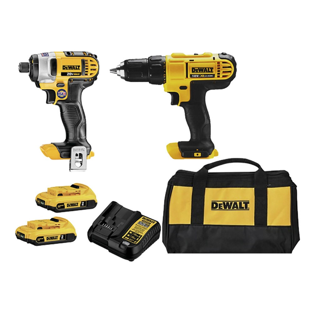 Combo 20V Taladro Perc. 1/2" Y Atornillador Impac. 1/4" + 2 Bat + Carg + Bolso Dewalt