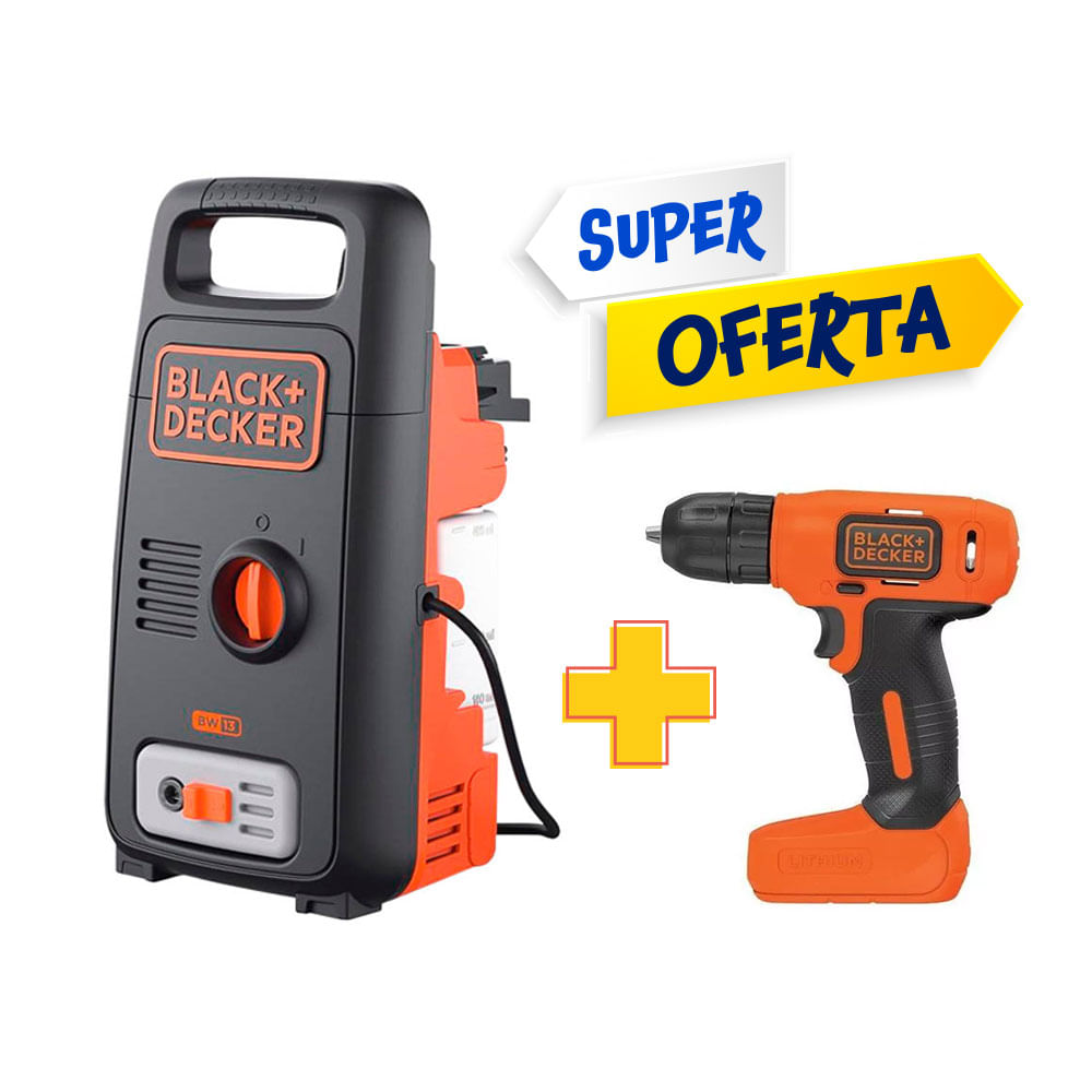 Hidrolavadora B+D 1450Psi + Taladro Inalámbrico 8V 400Rpm Black+Decker