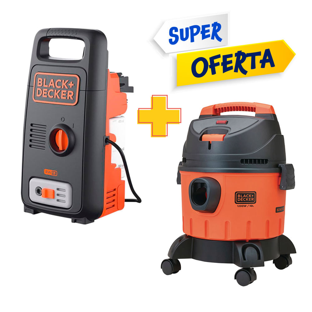 Hidrolavadora Eléctrica 1450 Psi + Aspiradora Domestica Black+decker