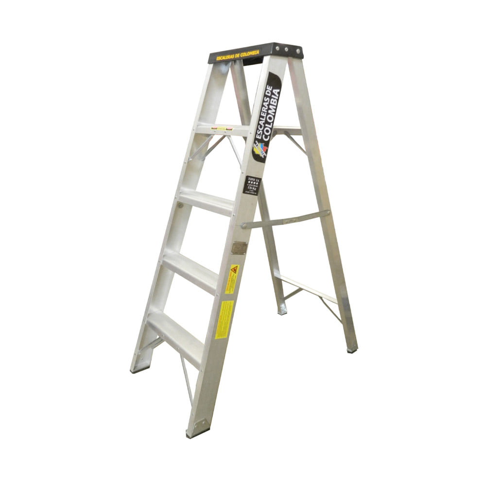 Escalera Tijera En Aluminio Hogar 5 Peldaños 1.5 mt/102 kg E. Colombia