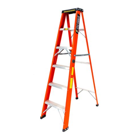 Escalera Tijera Fibra De Vidrio Semiprofesional 6 Peldaños 1.8 mt/114 kg E. Colombia