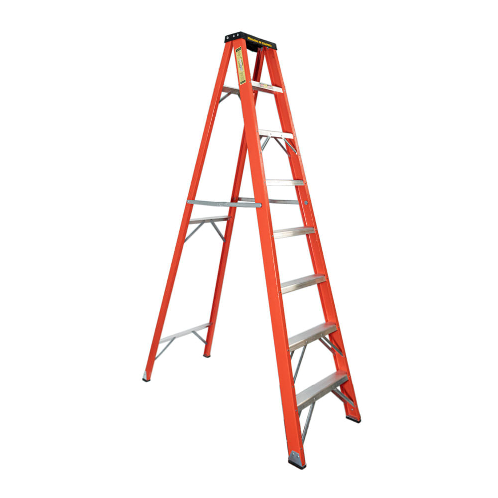 Escalera Tijera Fibra De Vidrio Semiprofesional 8 Peldaños 2.4 mt/114 kg E. Colombia