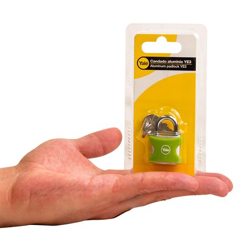 Candado encauchetado YE3 25mm aluminio verde Yale 8857
