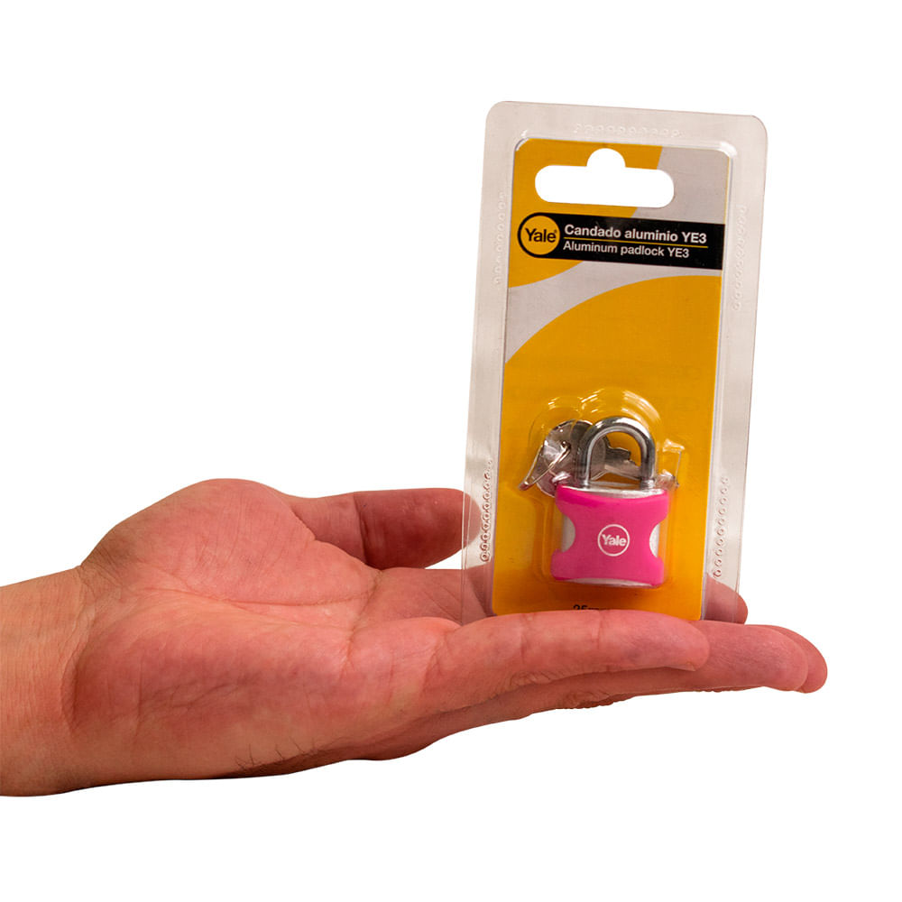 Candado encauchetado YE3 25mm aluminio fucsia Yale 8861