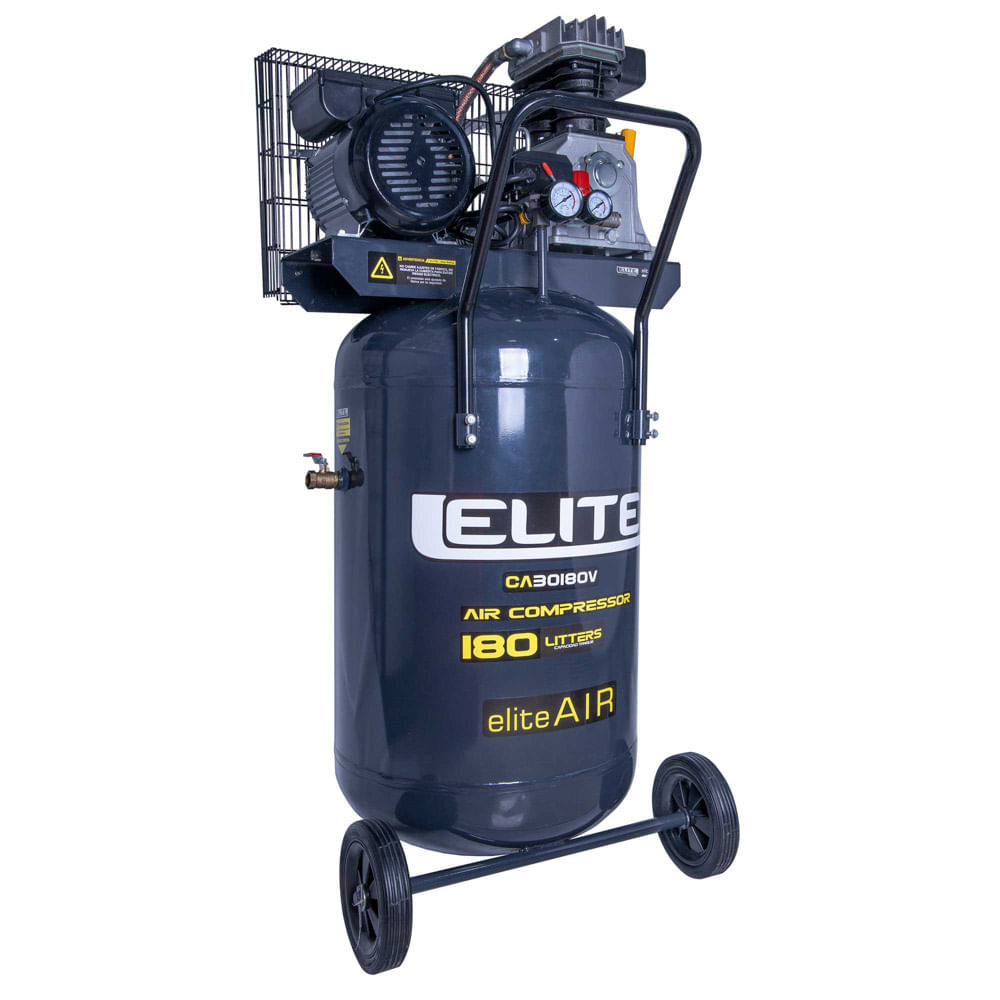 Compresor de Aire 3 Hp 180 Litros 130 Psi Con Polea Elite Ca30180V