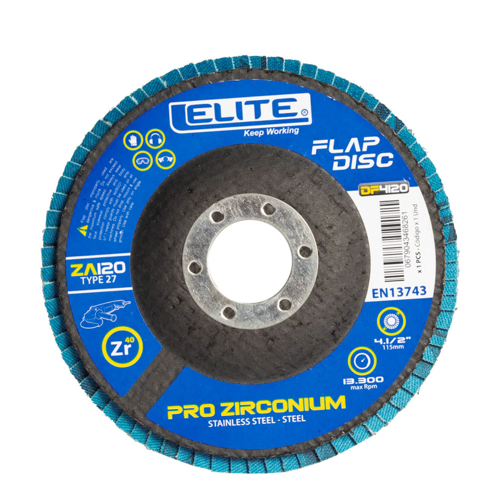 Disco Flap-Elite-T27 Zr #120 4 1/2"X7/8"Df4120.