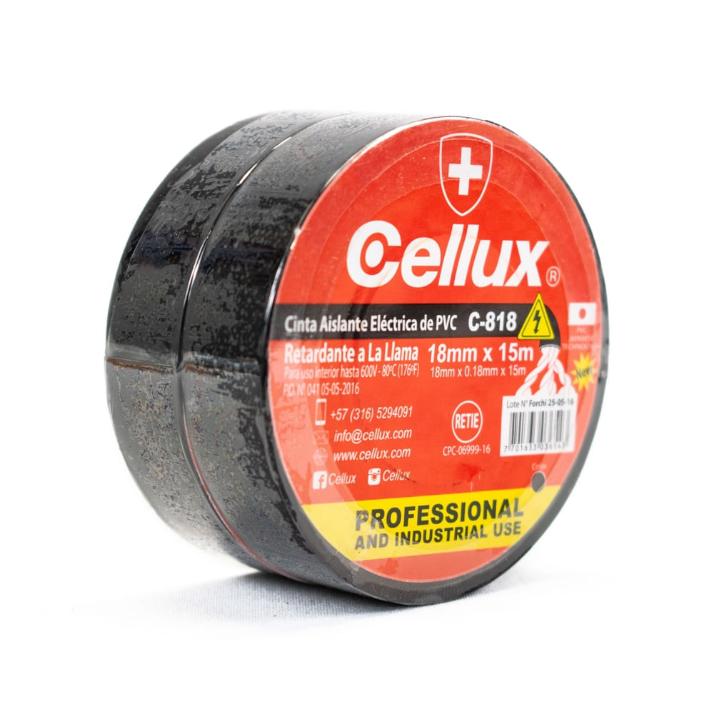 Cinta aislante x 15mts negra