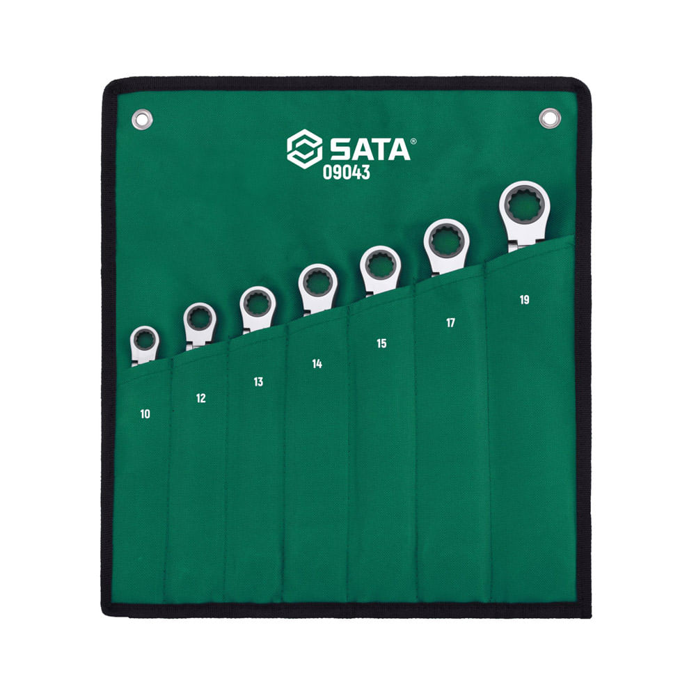 Juego De Llaves Mixtas Tipo Ratchet de 10 a 19mm 7 Piezas Sata ST09043SJ