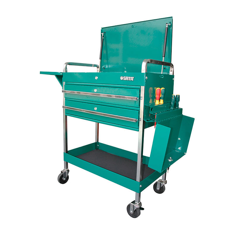 Carro Herramientas Tipo Gabinete 2 Gavetas 41x1.33x94 Cms Verde Sata ST95118SC