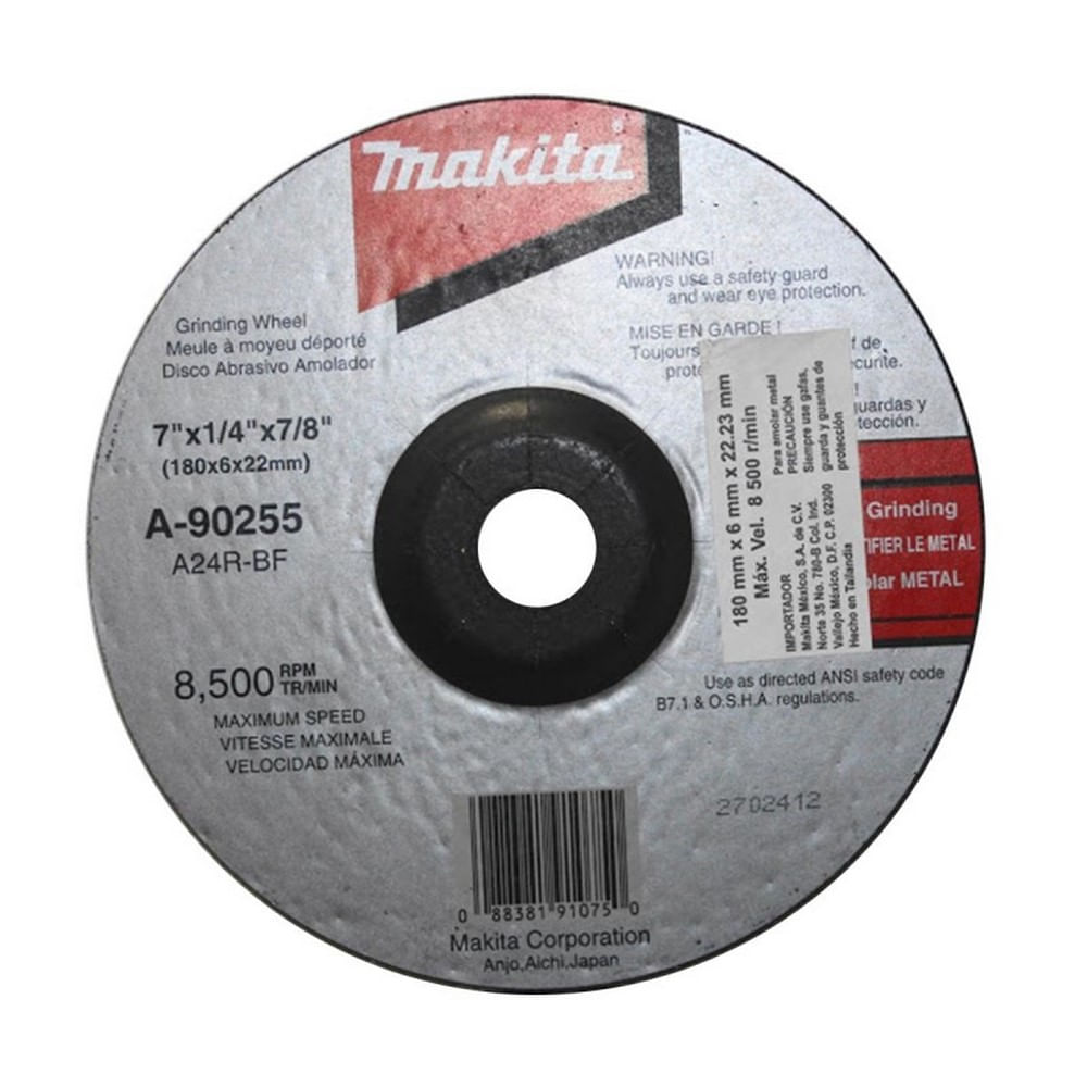 Disco Para Desbaste Metal 7" x 1/4" x 7/8" Makita A-90255