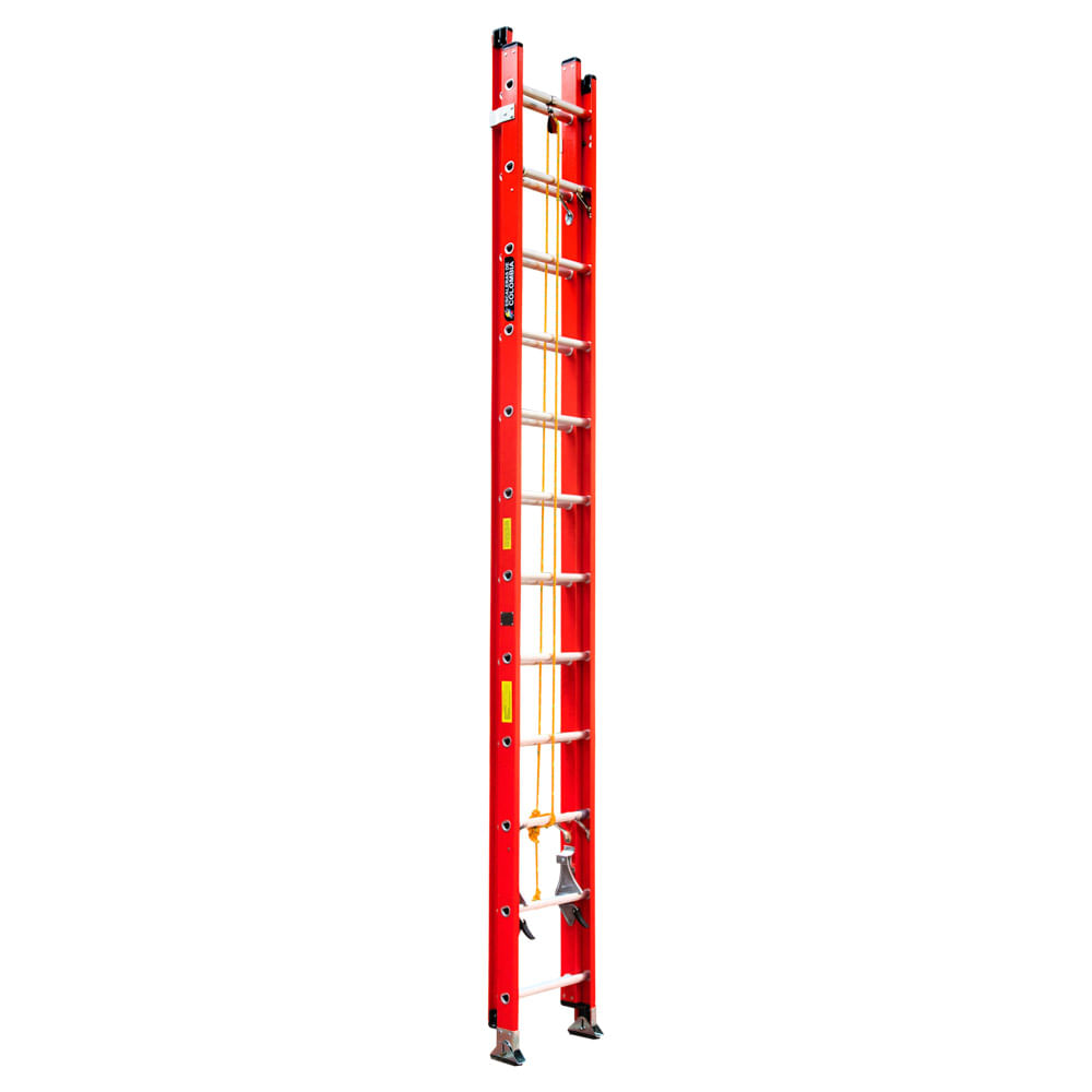 Escalera Extensión 2 Cuerpos Fibra De Vidrio Profesional 24 Peldaños 7.4 mt E. Colombia