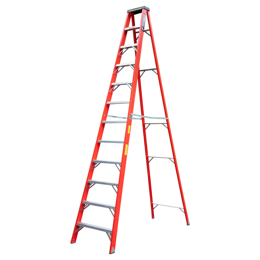 Escalera Tijera Fibra De Vidrio Semiprofesional 12 Peldaños 3.6 mt/114 kg E. Colombia