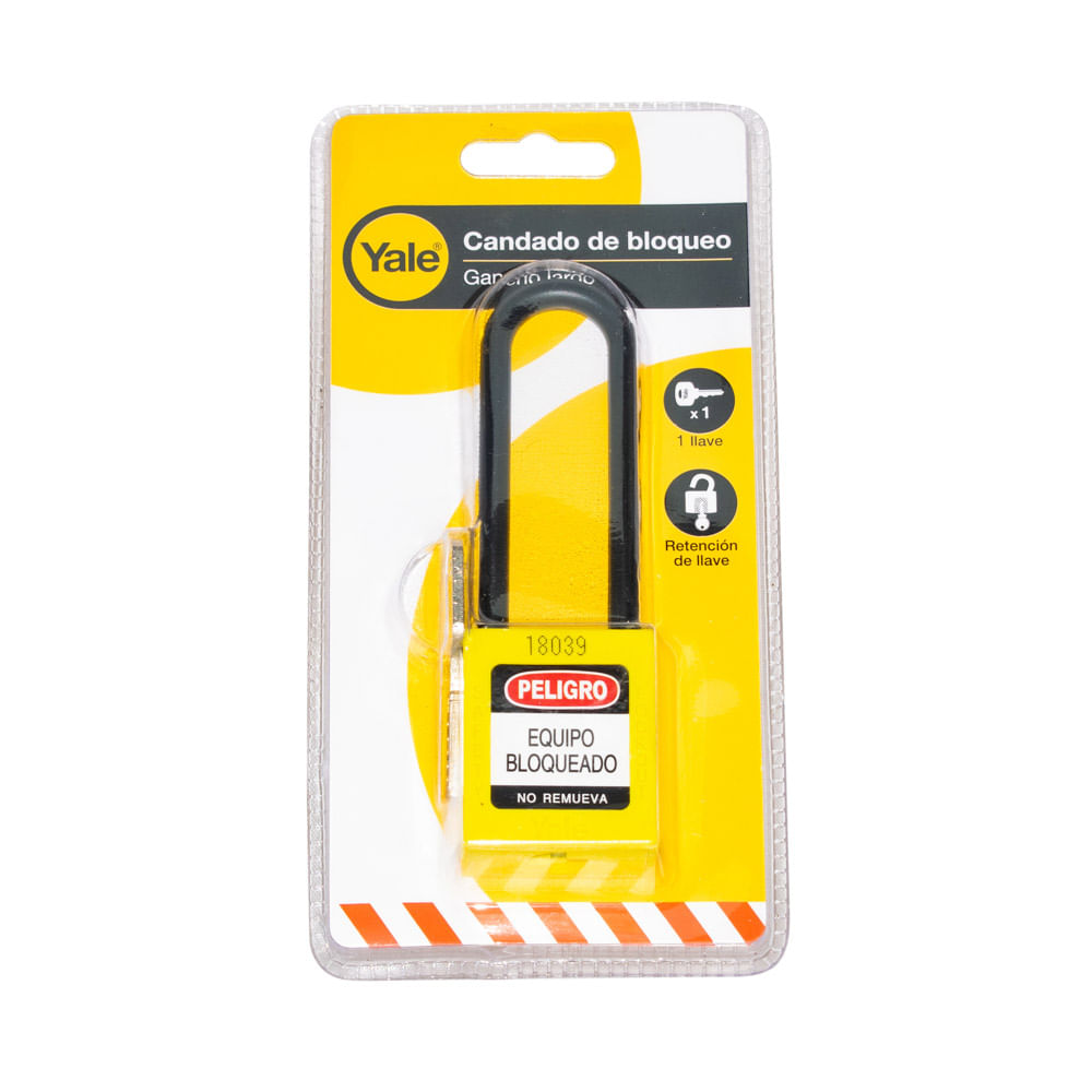 Candado gancho largo nylon amarillo 76mm Yale