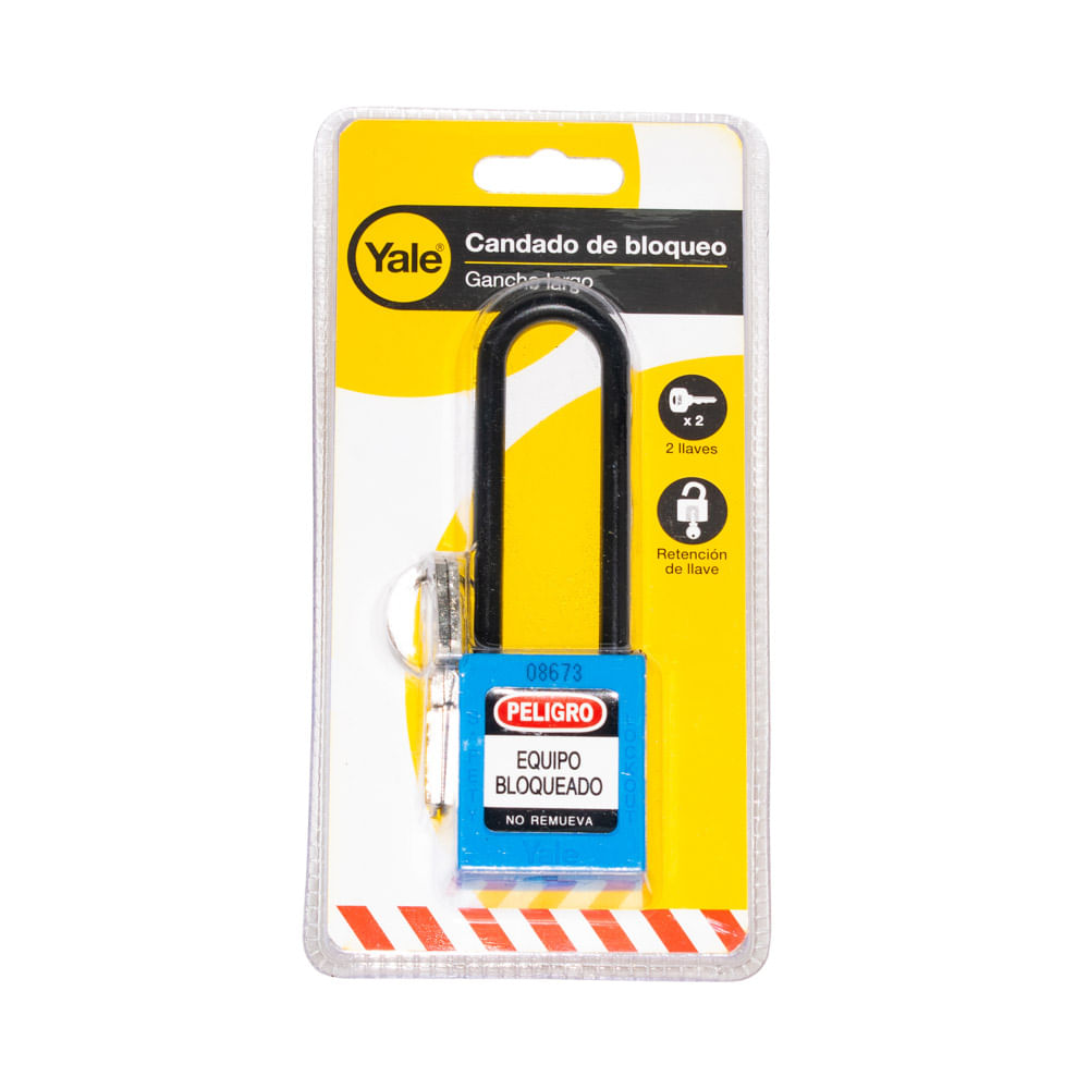 Candado gancho largo nylon azul 76mm Yale