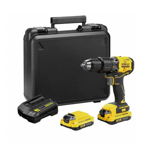 Taladro Percutor/Atornillador Inalámbrico Sin Carbones 1/2" 20V + 2 Baterías 1.5 amp Stanley Sbd715c2k-b3