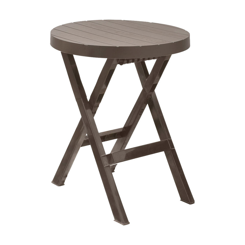 Mesa Plegable Plástica Redonda Rimax Baru Color Mocca