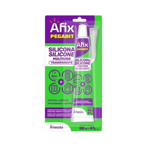 Silicona Afix Pegadit Acetica 50Ml Transparente Multiusos