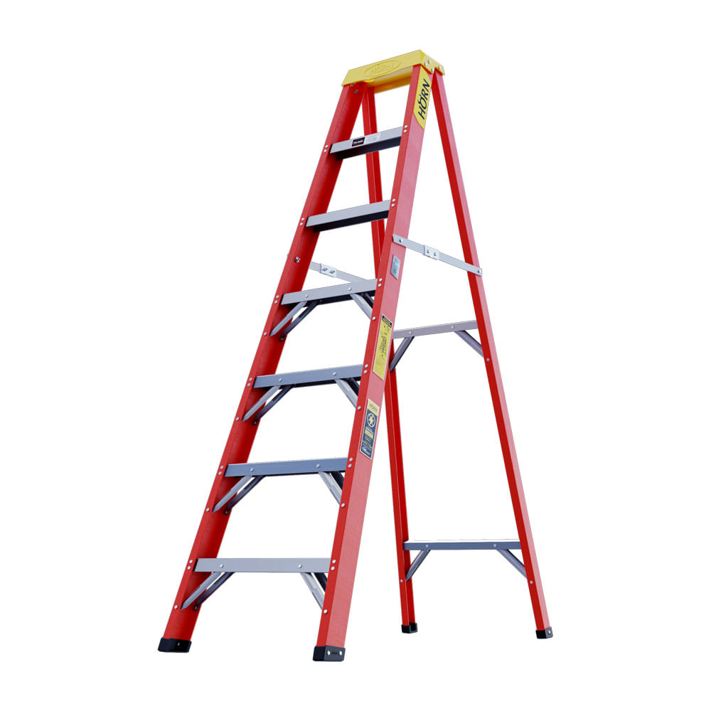 Escalera tijera fibra de vidrio 7 peldaños 2.1 mt Horn