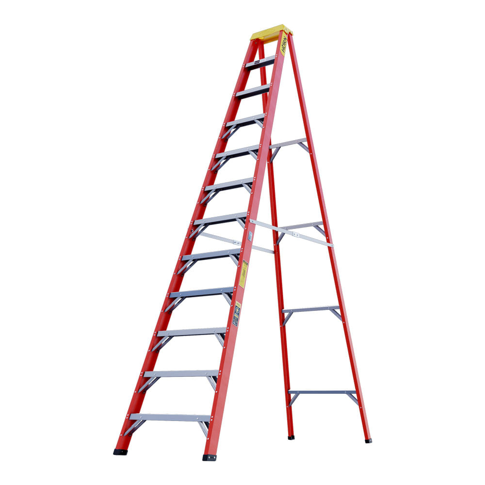 Escalera tijera fibra de vidrio 12 peldaños 3.6 mt Horn