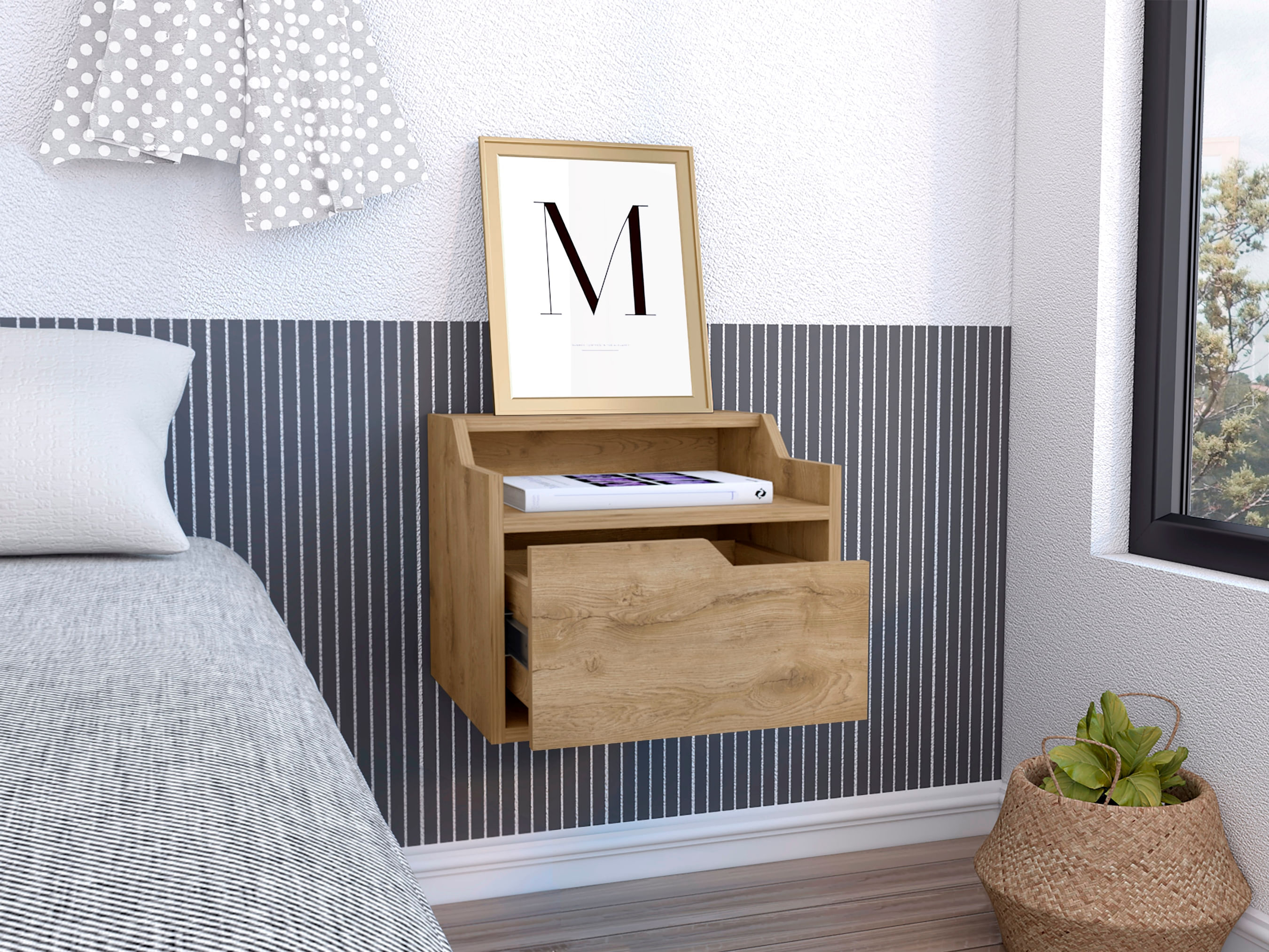 Nochero Flotante Busan 33 X 40 RTA Macadamia