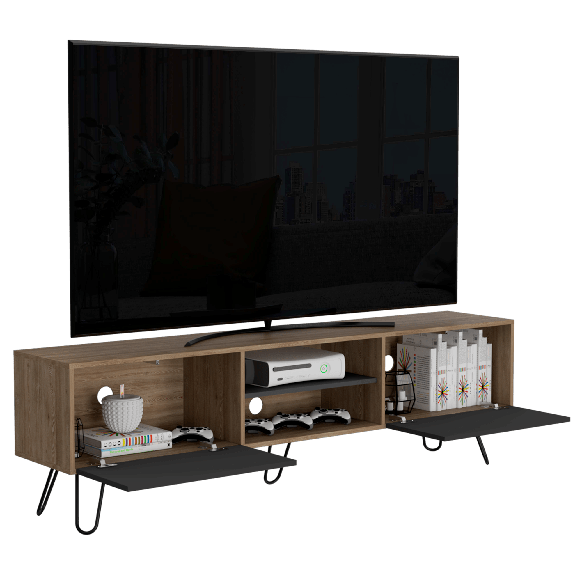 Rack para TV Vassel RTA Miel + Plomo