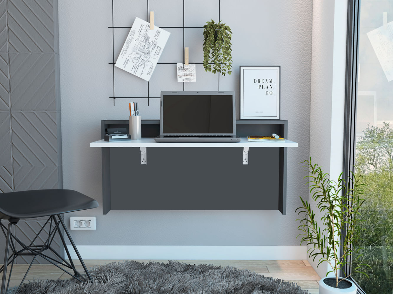 Escritorio The Wall Plomo+Blanco