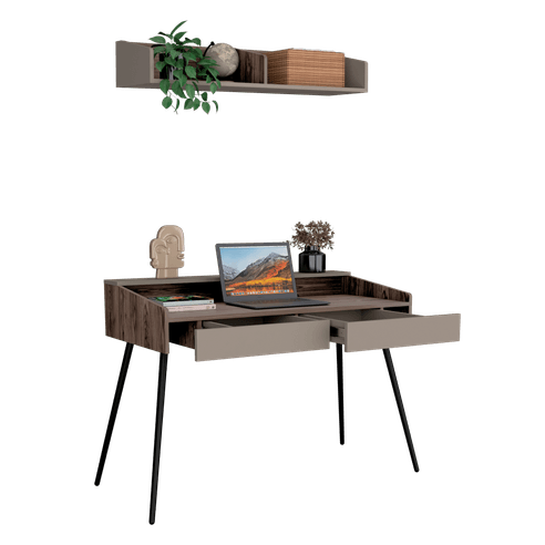 Escritorio y Repisa Mardi 170X124 RTA Coñac Taupe