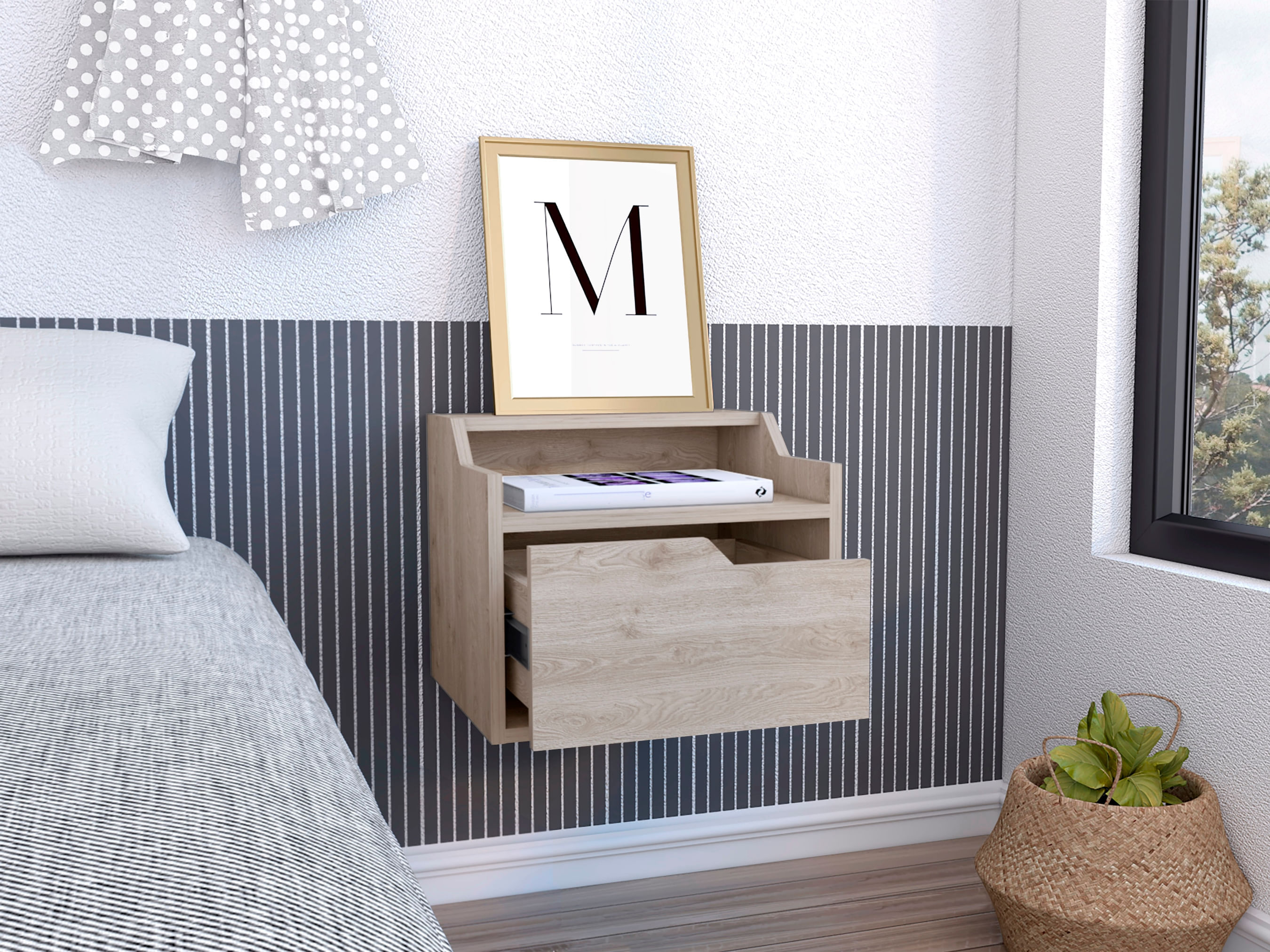 Nochero Flotante Busan 33 X 40 RTA Ceniza