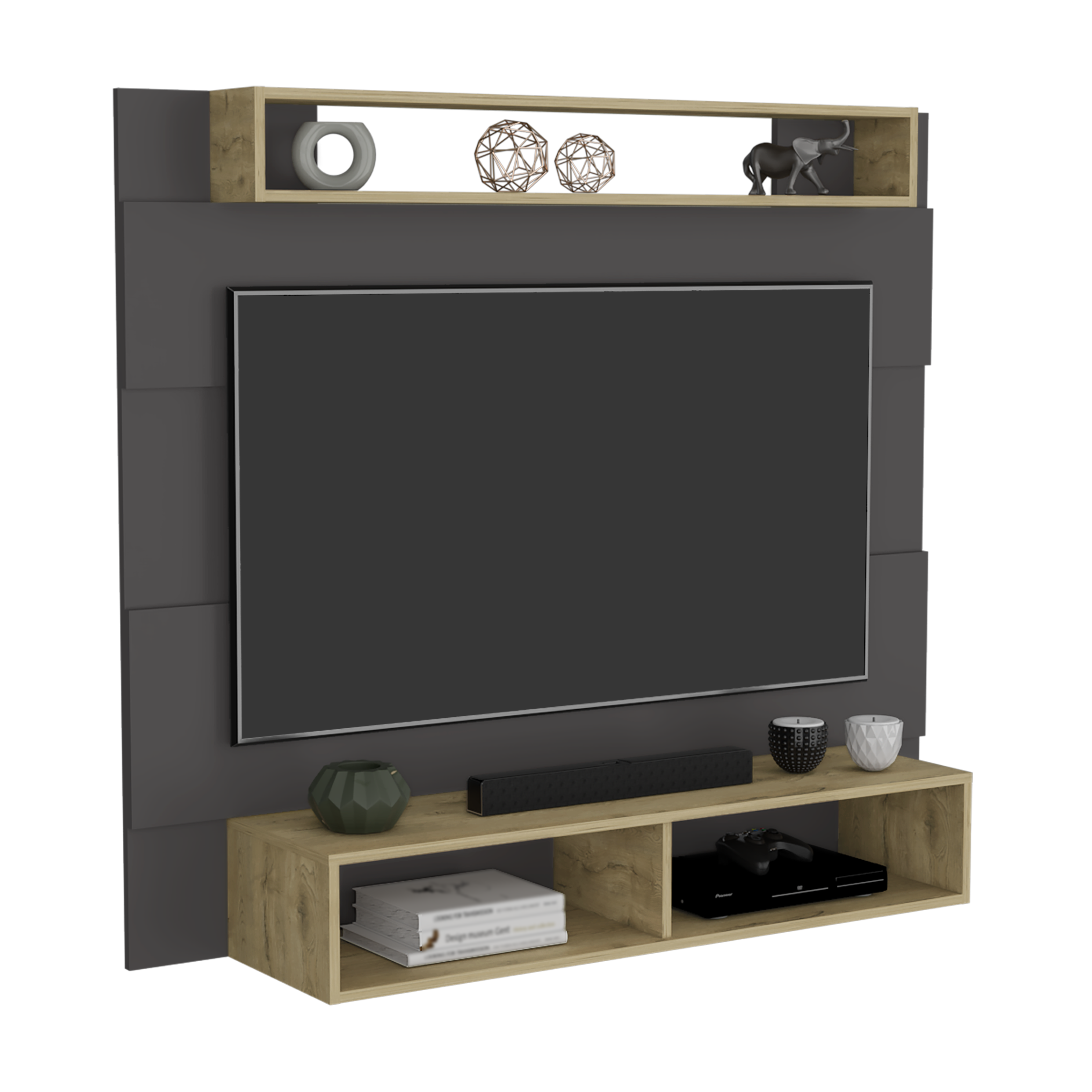 Panel TV 55 Charlotte 120 X 140 RTA Plomo macadamia