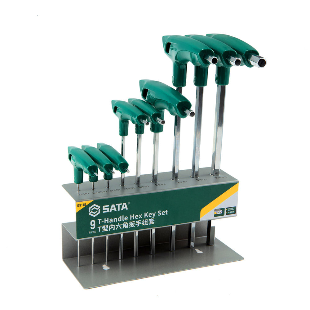 Juego Llaves Hexagona Sata 2 10 Mm (Allen) Mango en T 9 Piezas SC09118
