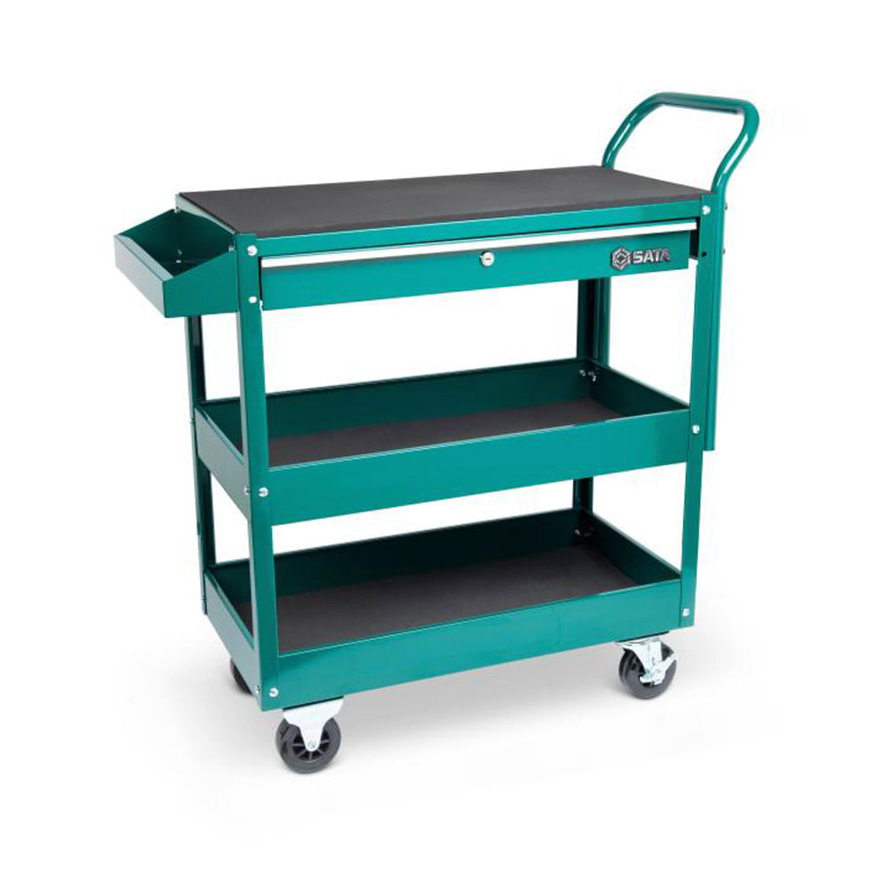 Carro Sata 2 Bandejas + Gaveta 15X28X29" Verde ST95108SC