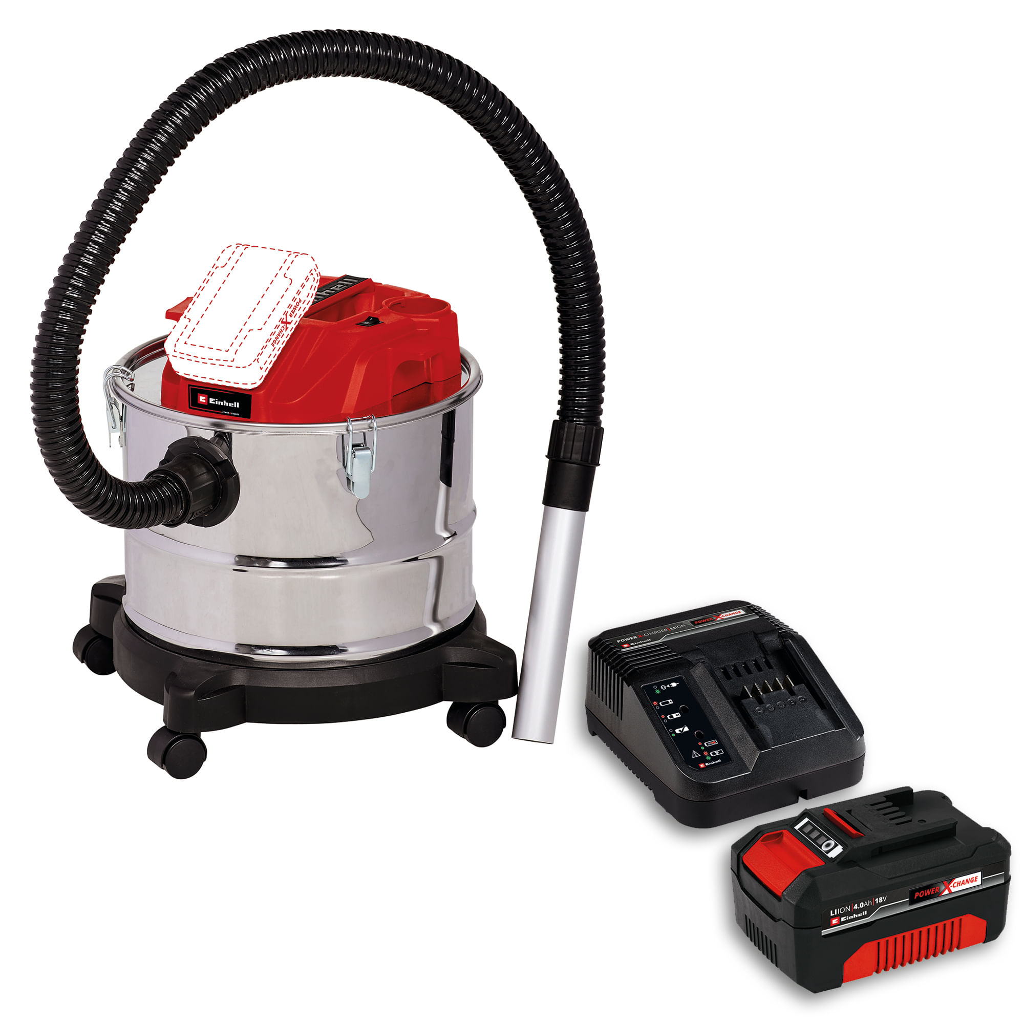 Aspiradora 15 L De Cenizas Inalámbrica 18V Incluye 1 Batería 4.0 Ah Y Cargador Einhell TE-AV 18/15 Li C KIT