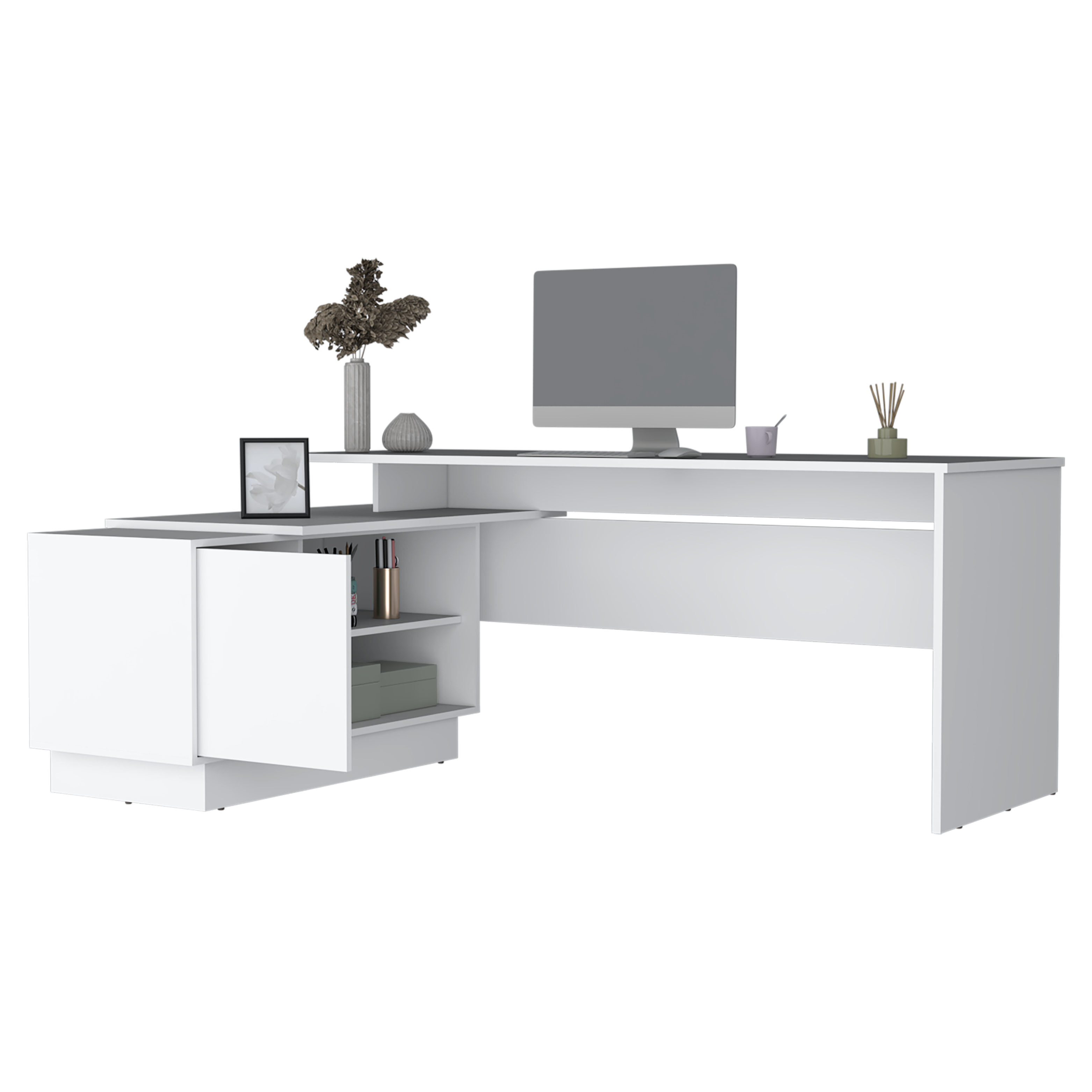 Escritorio En L Emery 71X179X125 RTA Blanco Mqz ZF