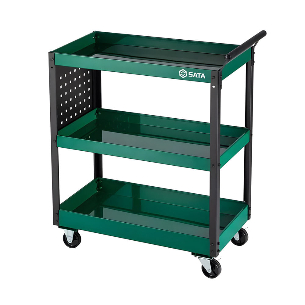 Carro De Herramientas Tipo Gabinete Sata 3 Bandejas 69X52X83 Cms Verde ST95222B